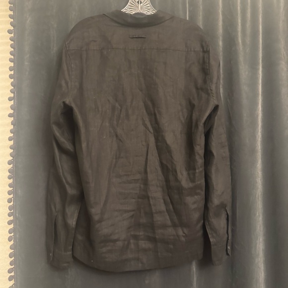 Vince Men's Black 100% Linen Popover Casual 1/4 button down - Picture 9 of 10